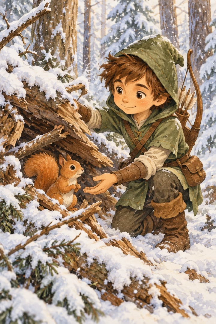 Same hero rescues a squirrel in the snow