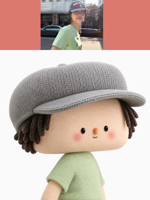 Photo to knitted stop-motion puppet bust