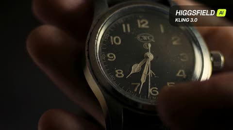 Macro shot of a vintage wristwatch between fingers