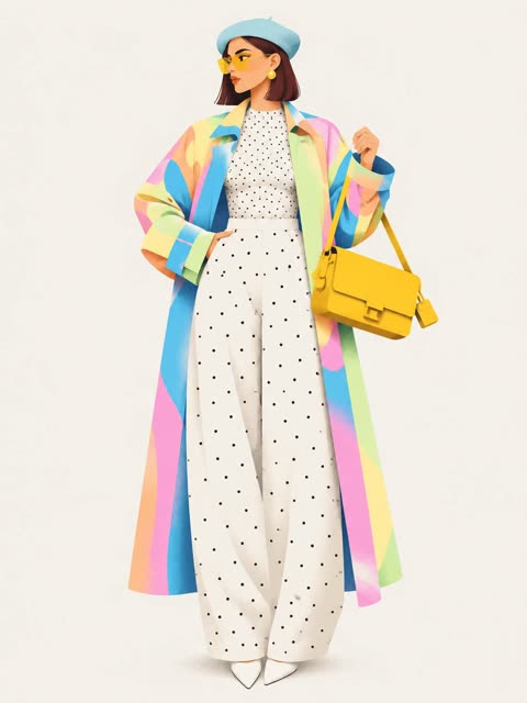 Fashion illustration in layered 3D paper-cut