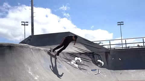 Add cartoon motion lines to live skateboarding
