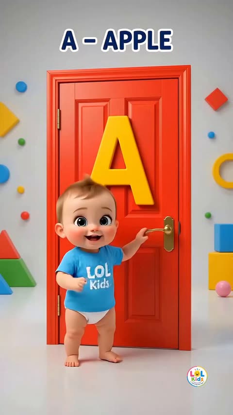 幼儿逐扇开启字母门的3D儿童启蒙动画