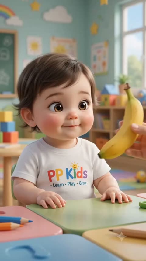 3D教室里幼儿认识水果名称
