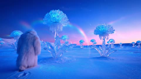 Crystal flowers on a moon-dust plain