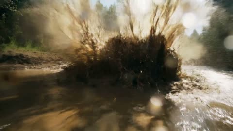 Off-road rally through a river crossing