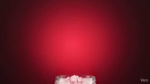 Strawberry skincare jar assembling on red background